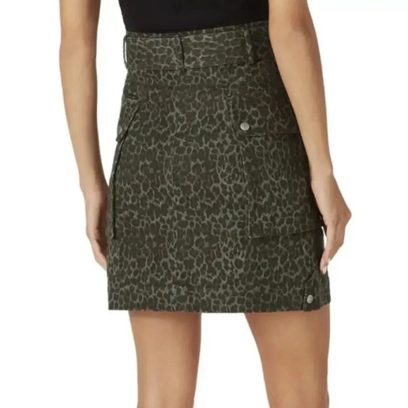 MARISSA WEBB GREEN LEOPARD PRINT BELTED DENIM SKIRT - Picture 2 of 11